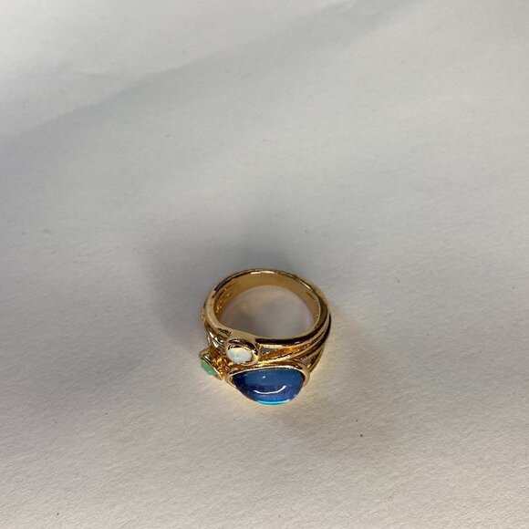 *NEW* Cocktail Ring - Gold tone Peacock Coloured Rhinestones - Picture 5 of 7